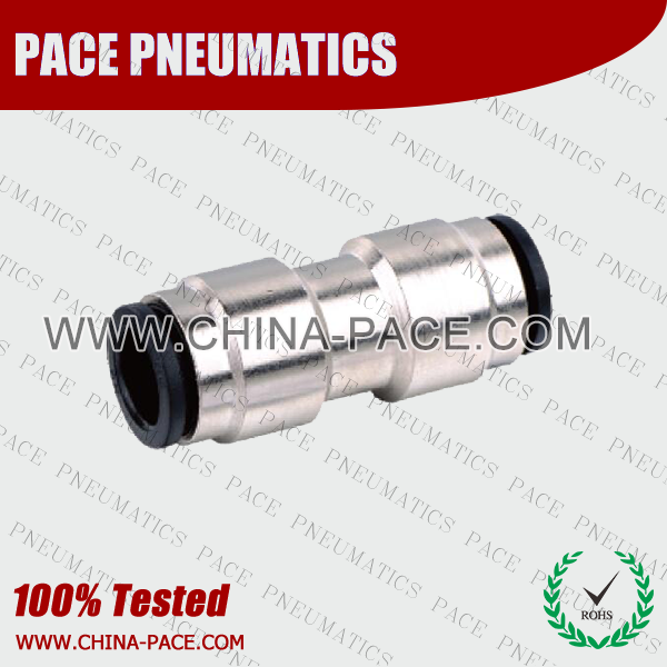 Brass Body Plastic Sleeve Union Push in Fittings, Nickel Plated Brass Push In fittings, Brass Pneumatic Fittings With Plastic Sleeve, Nickel Plated Brass Air Fittings, Nickel Plated Brass Push To Connect Fittings